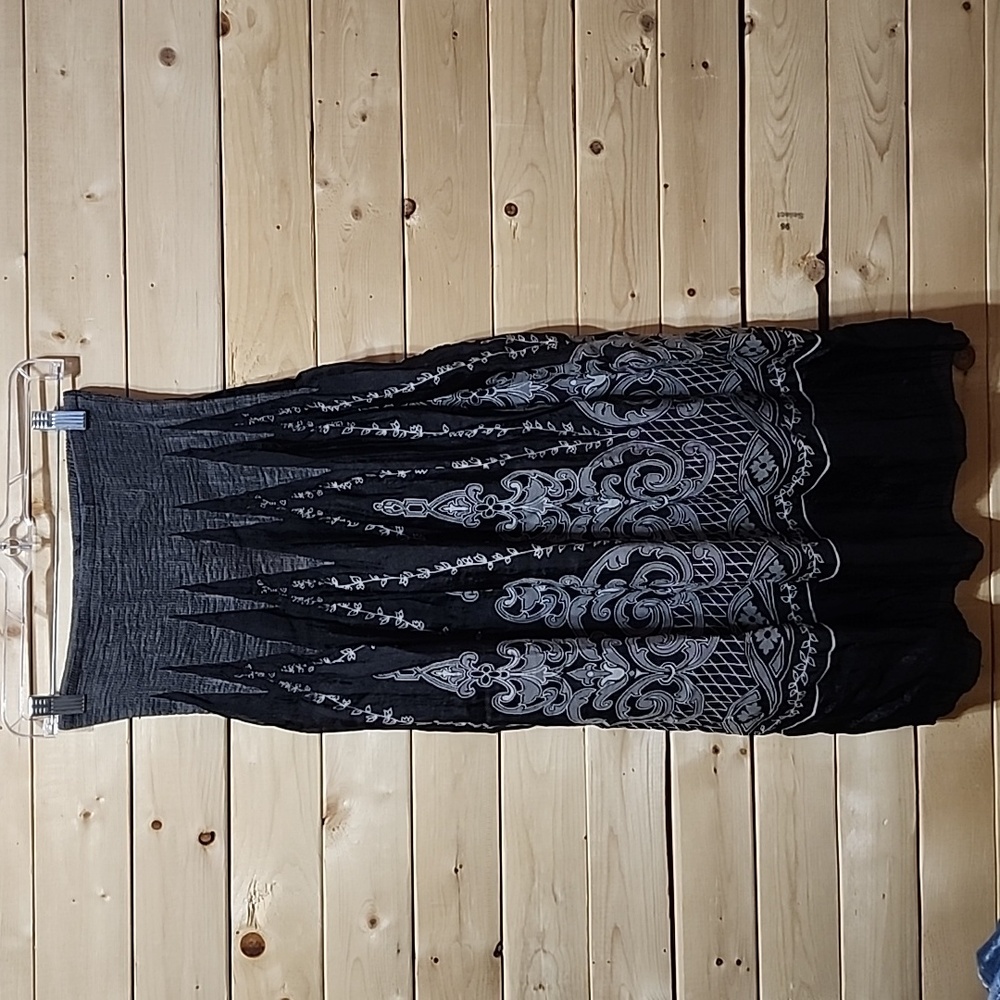 Anthropologie Lapis Gray ruched midi skirt REVERSABLE Dress/Skirt One Size